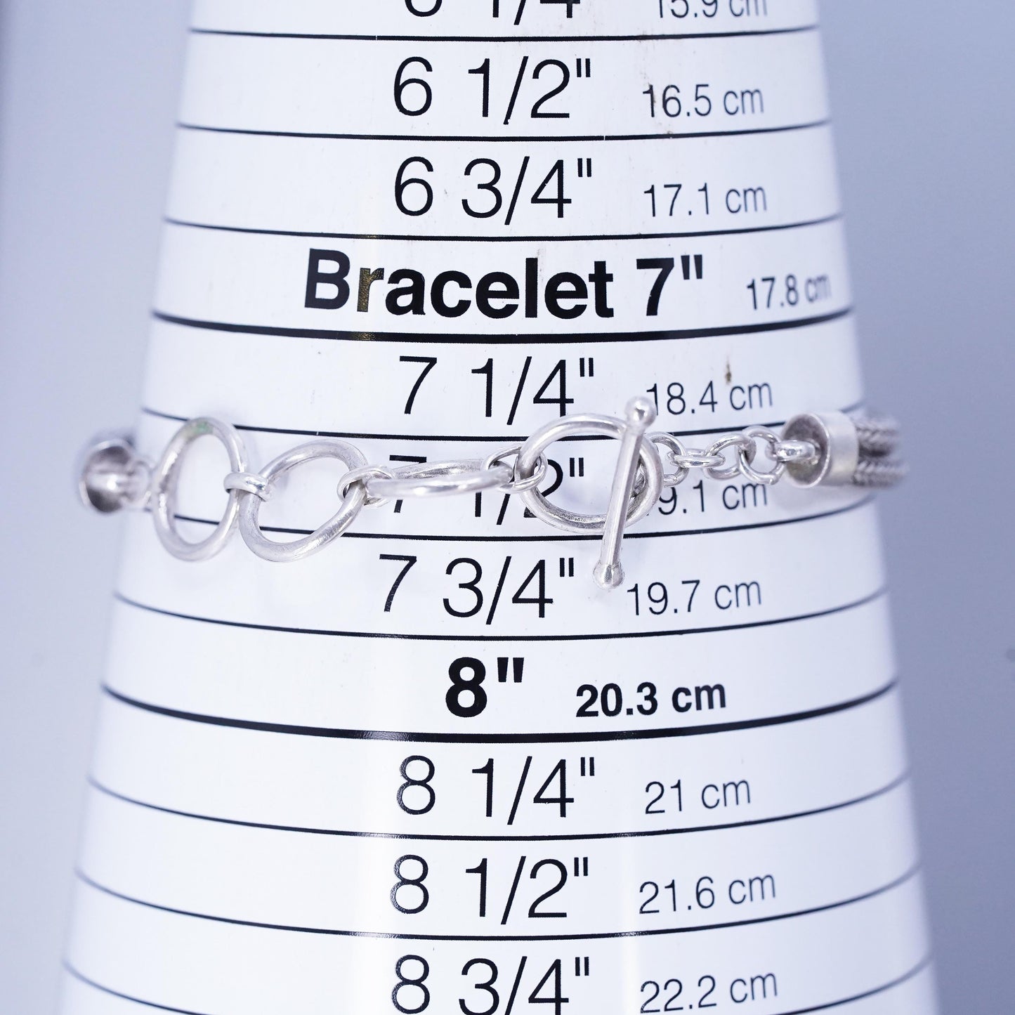 7+1.5", Sterling Silver Bracelet, 925 Double Wheat Chain bar, 12M rose gold