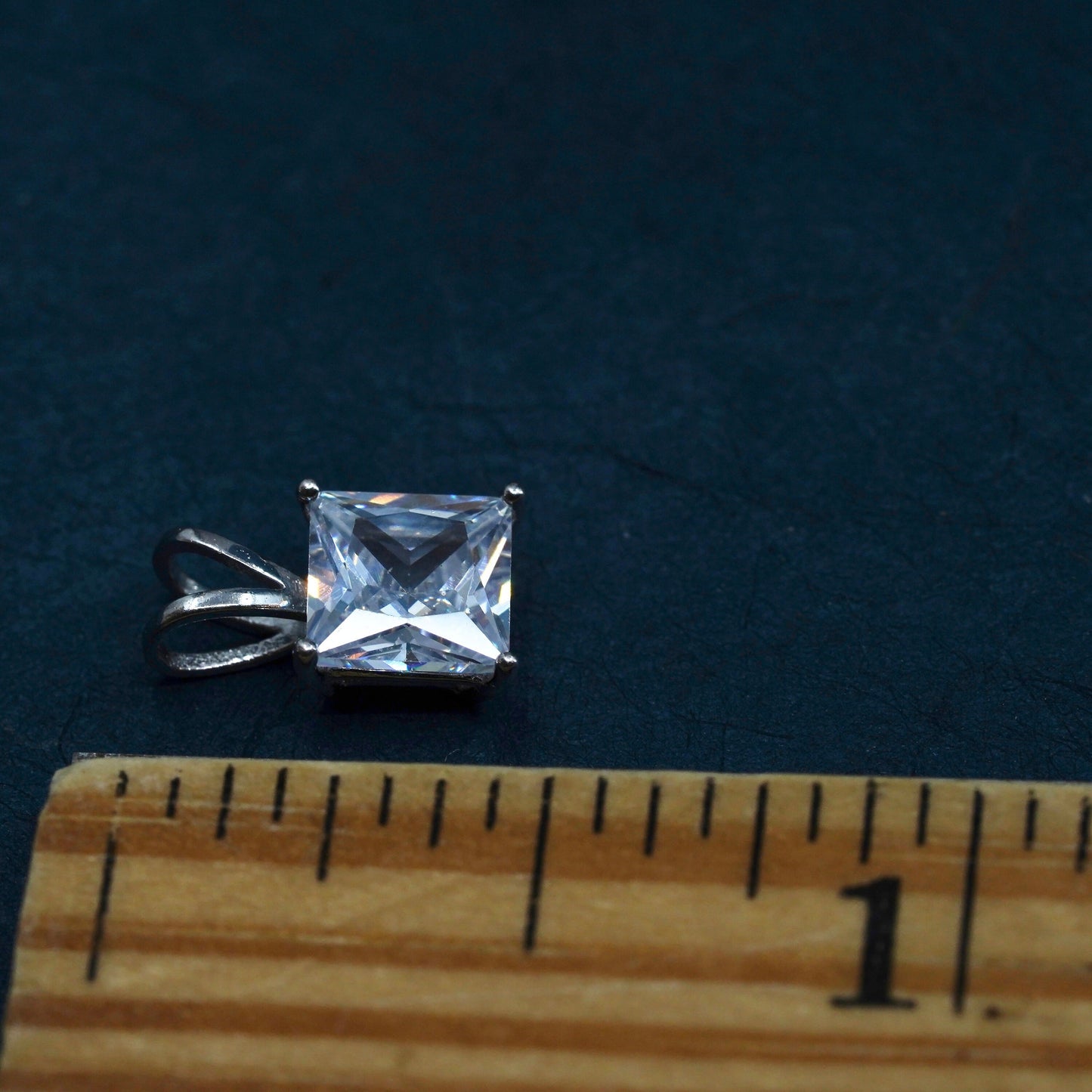 vintage Sterling silver handmade pendant, solid 925 silver with cz details