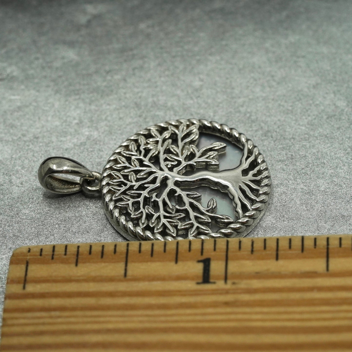 handmade sterling 925 silver filigree family tree pendant with mother of pearl