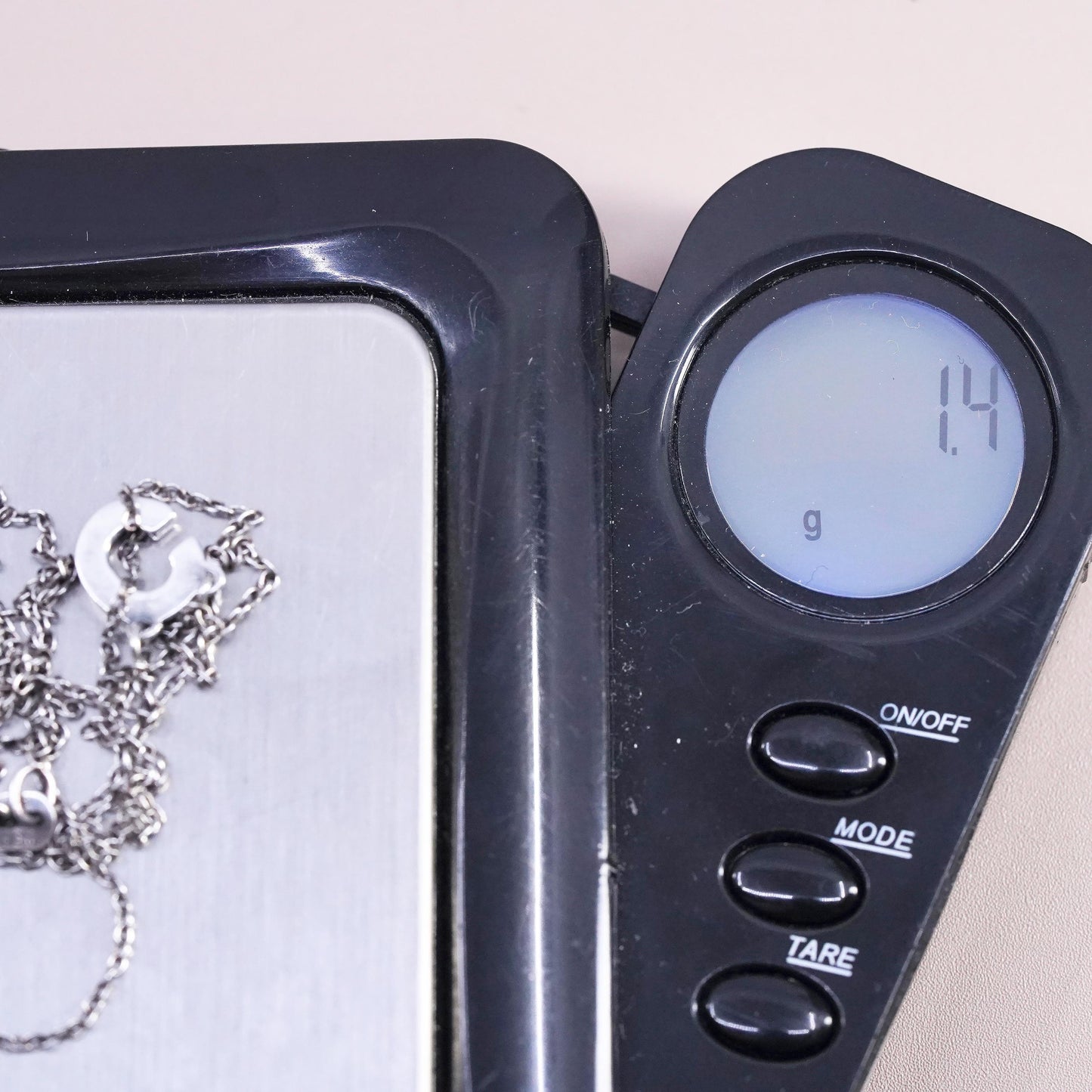 18" 1mm, vintage Sterling silver necklace, 925 circle chain letter C pendant