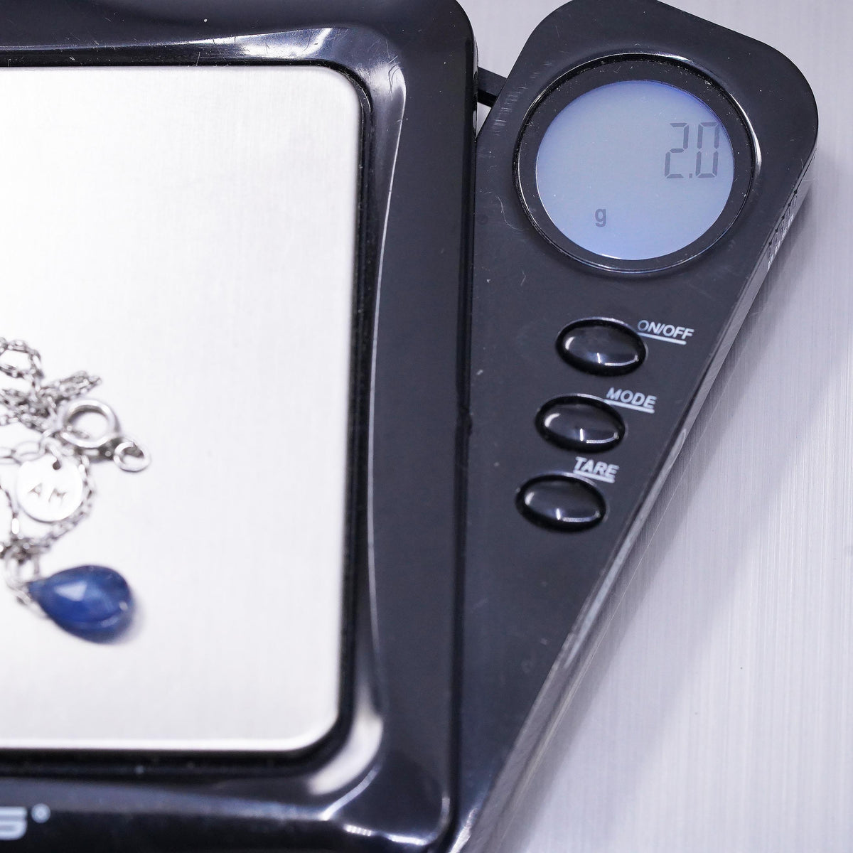 16+2”, Natural Blue Sapphire Faceted Teardrop Pendant Necklace Sterling Silver
