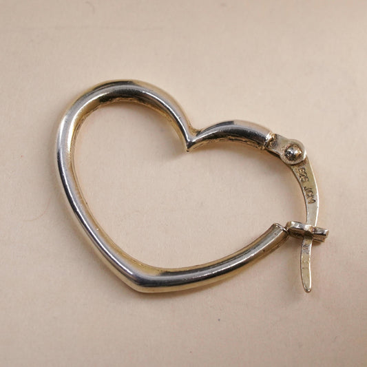 0.75”, Vintage sterling silver heart single earring, minimalist primitive hoop