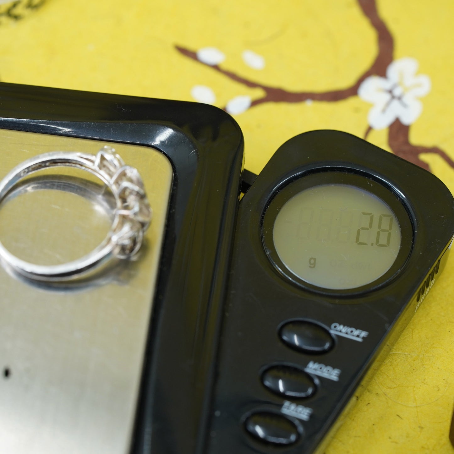 Size 8, vintage Sterling silver handmade ring, 925 plumeria flower band with cz