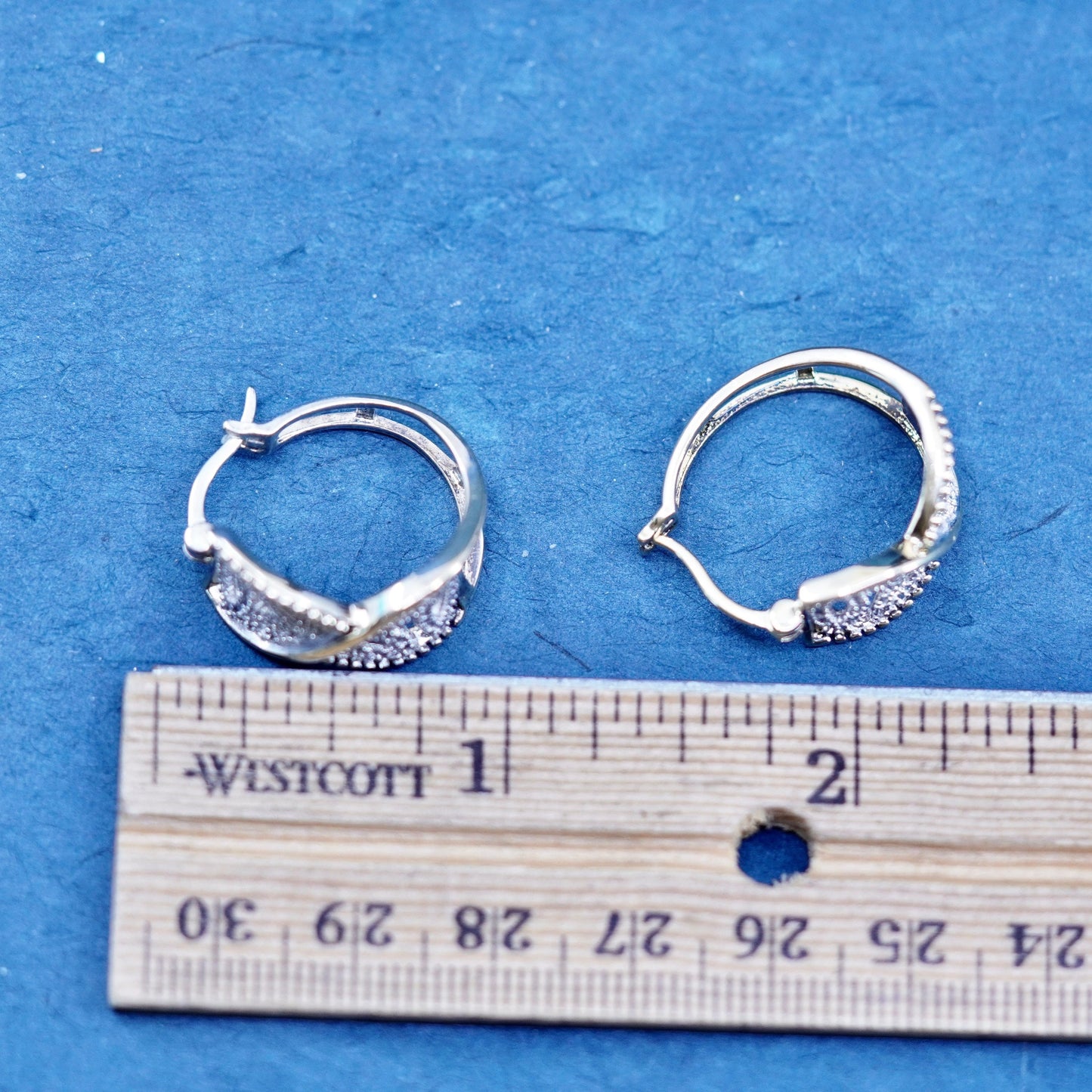 0.75” vermeil gold filled Sterling silver earrings, 925 huggie hoops diamond