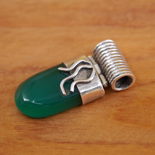 Vintage sterling 925 silver handmade healing ceystal pendant with jade