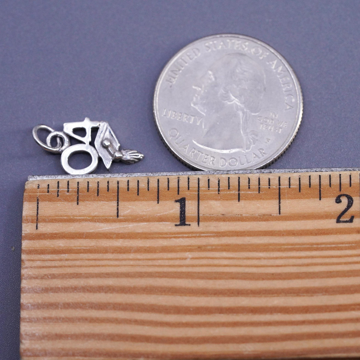 Vintage sterling silver pendant, 925 silver 2004 tag charm with Graduation cap