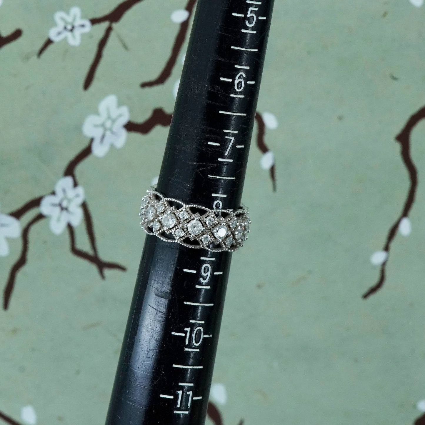 Size 8, Sterling silver ring, 925 silver with Cluster CZ cluster