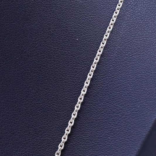 18" 2mm, vintage Prochain Sterling silver necklace, 925 flatten circle chain