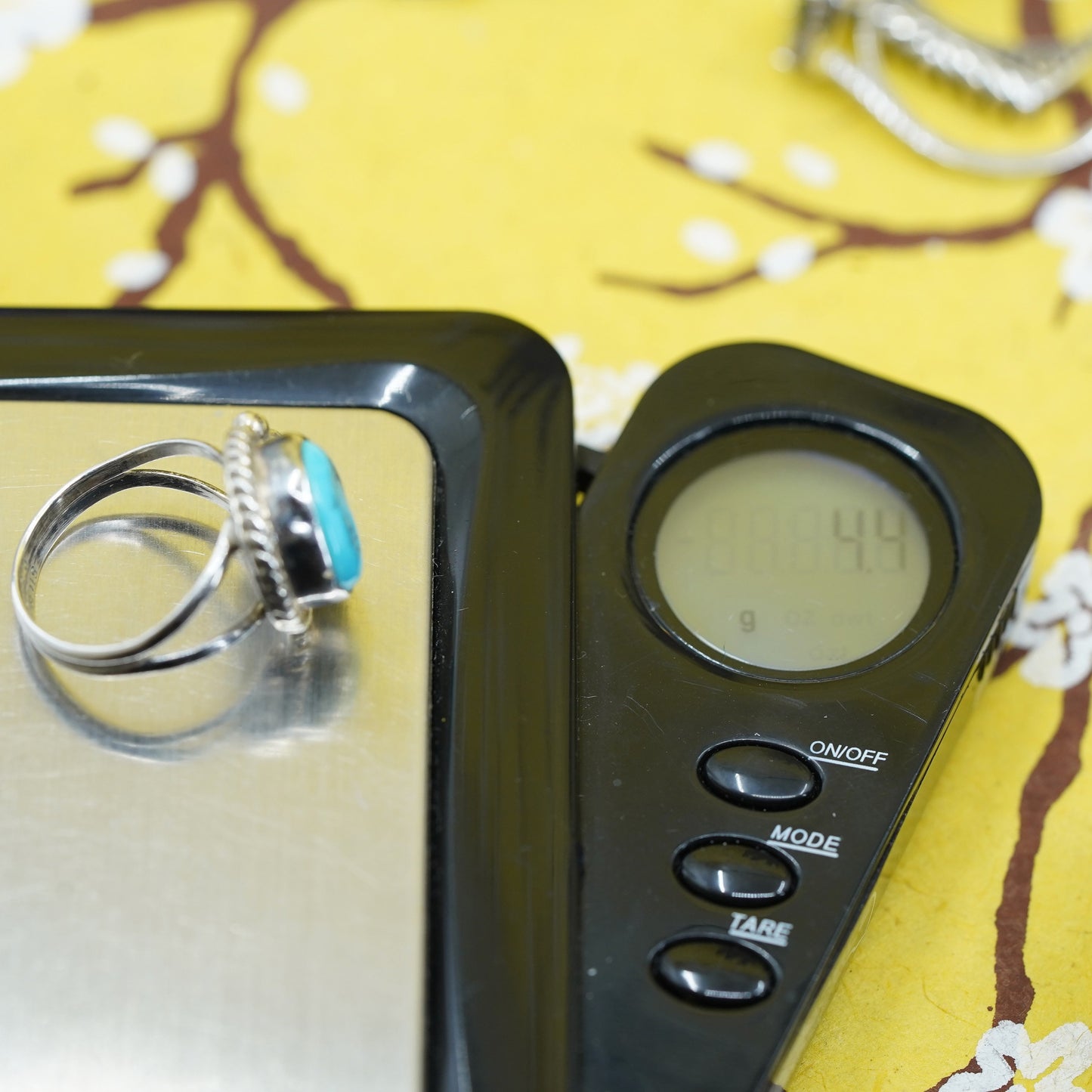 Size 5.25, southwestern Sterling silver 925 handmade ring with turquoise beads