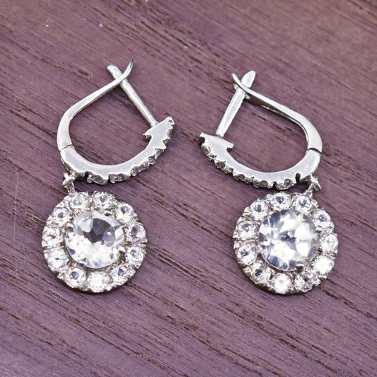 Vintage Sterling 925 silver handmade hoops earrings with CZ