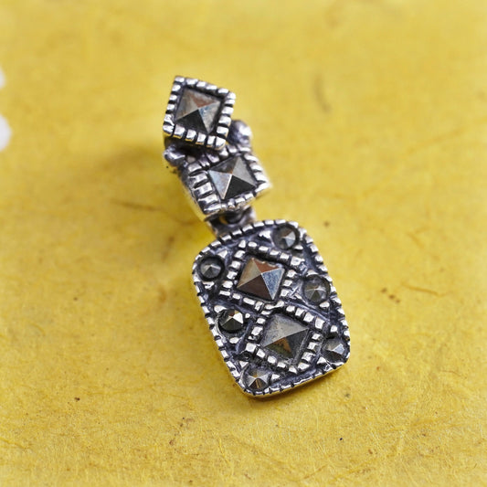 Vintage Sterling 925 silver handmade pendant with marcasite