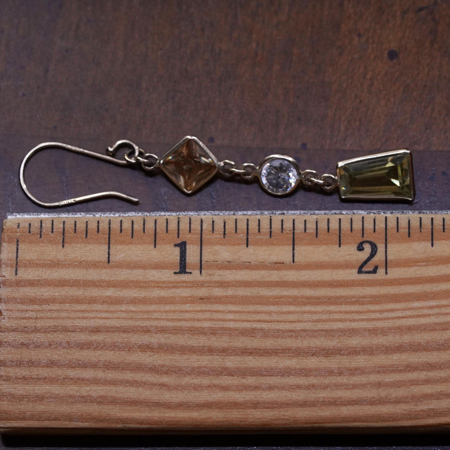 vintage vermeil gold over sterling silver 925 handmade single crystal earring