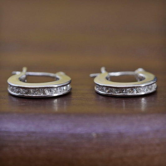 0.5”, Silpada 925 Sterling Silver Ray of Light Hoop huggie Earrings CZ P1077