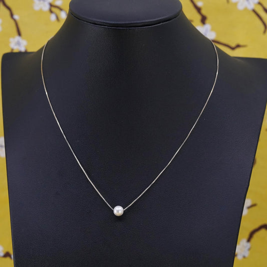 16+2”, vermeil rose gold Sterling silver necklace, 925 circle pearl pendant
