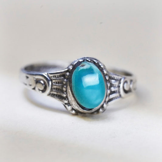 Size 2.75, Native American southwestern sterling silver ring, 925 turquoise