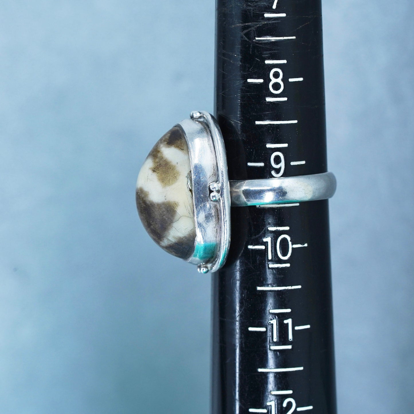 Size 9, vintage southwestern Sterling 925 silver handmade ring w/ jasper stone