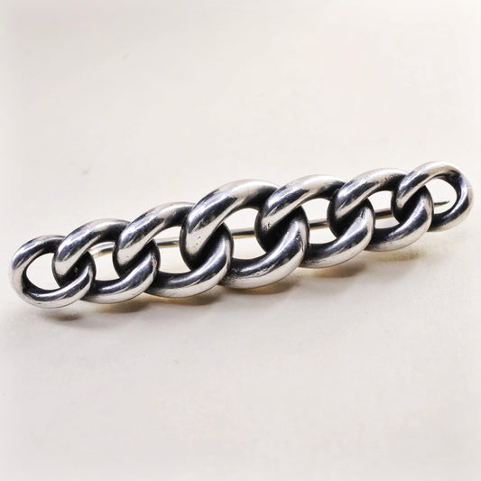 Vintage Sterling silver Handmade brooch, 925 chain bar pin