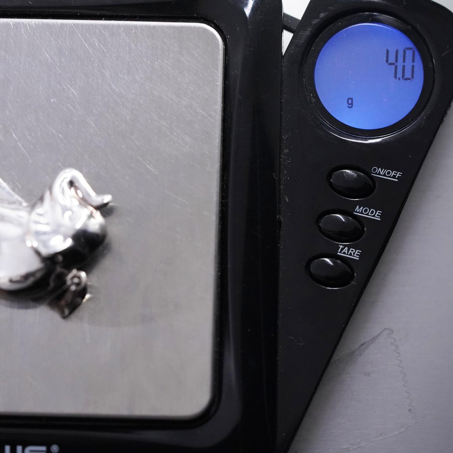 Vintage Sterling silver handmade pendant, puffy 925 silver elephant charm