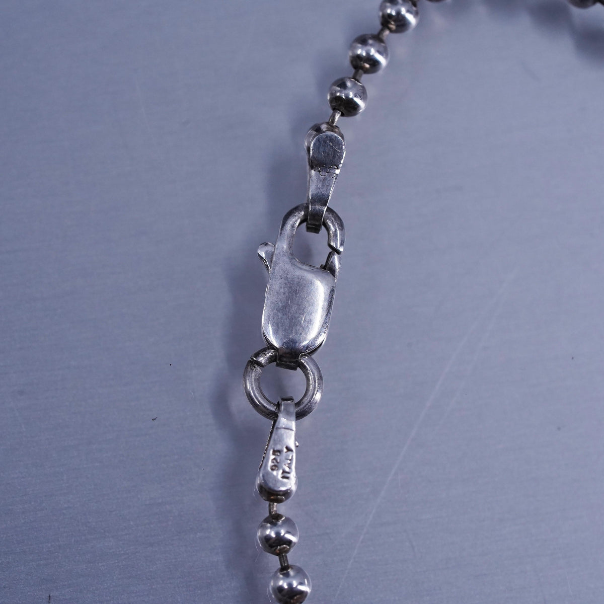 16” 2mm, Sterling 925 silver bead chain necklace with tag embossed paw print