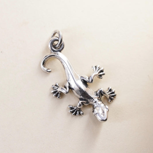 Vintage sterling silver charm, 925 handmade lizard pendant