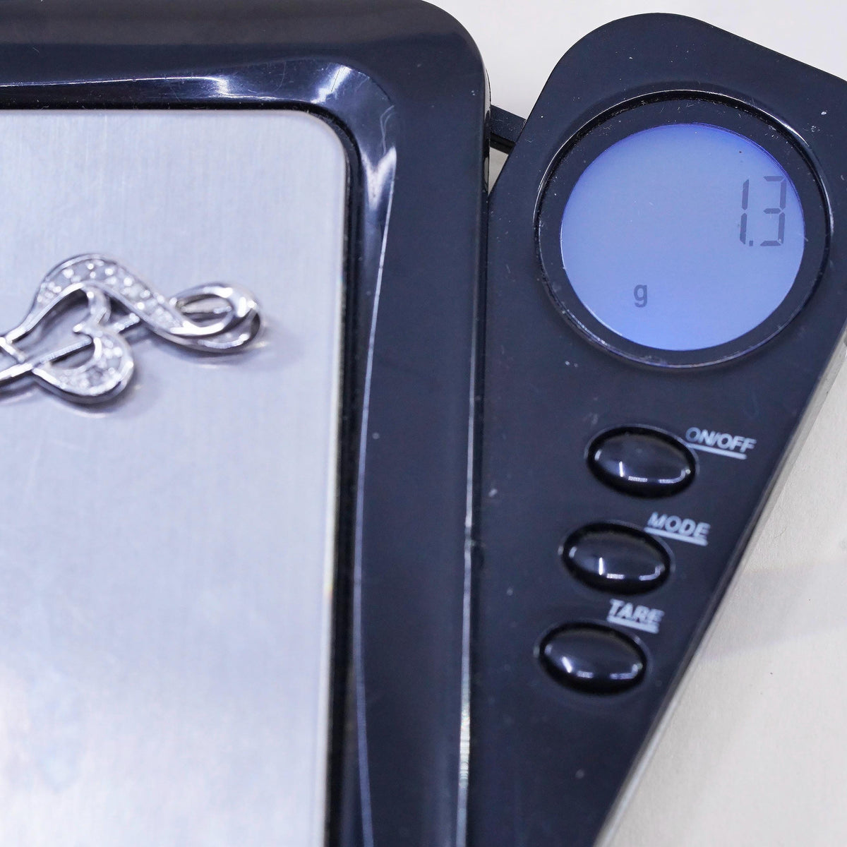 Vintage Sterling silver handmade pendant, 925 Music Note with cluster diamonds