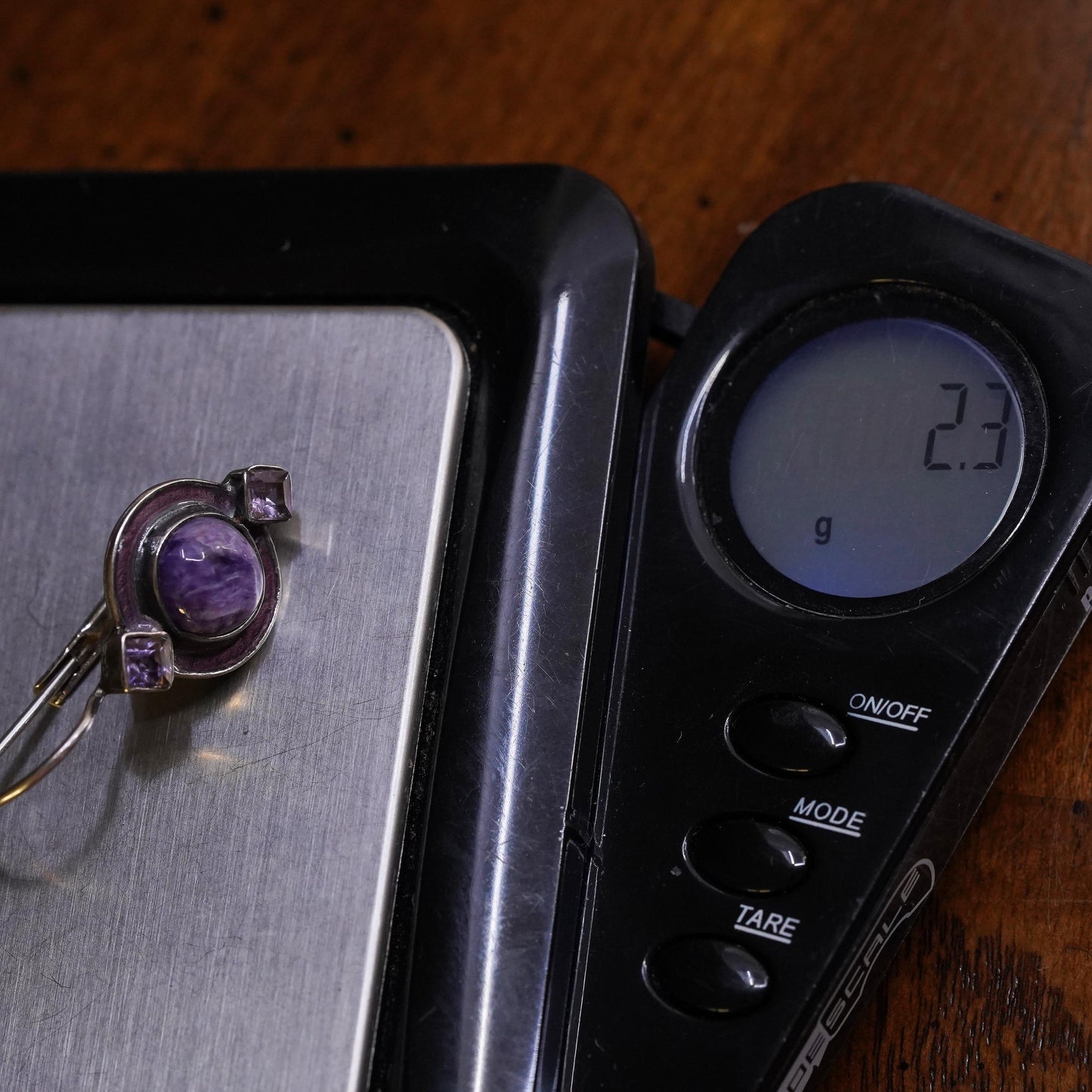 Southwestern sterling silver 925 single earring with amethyst and lever back