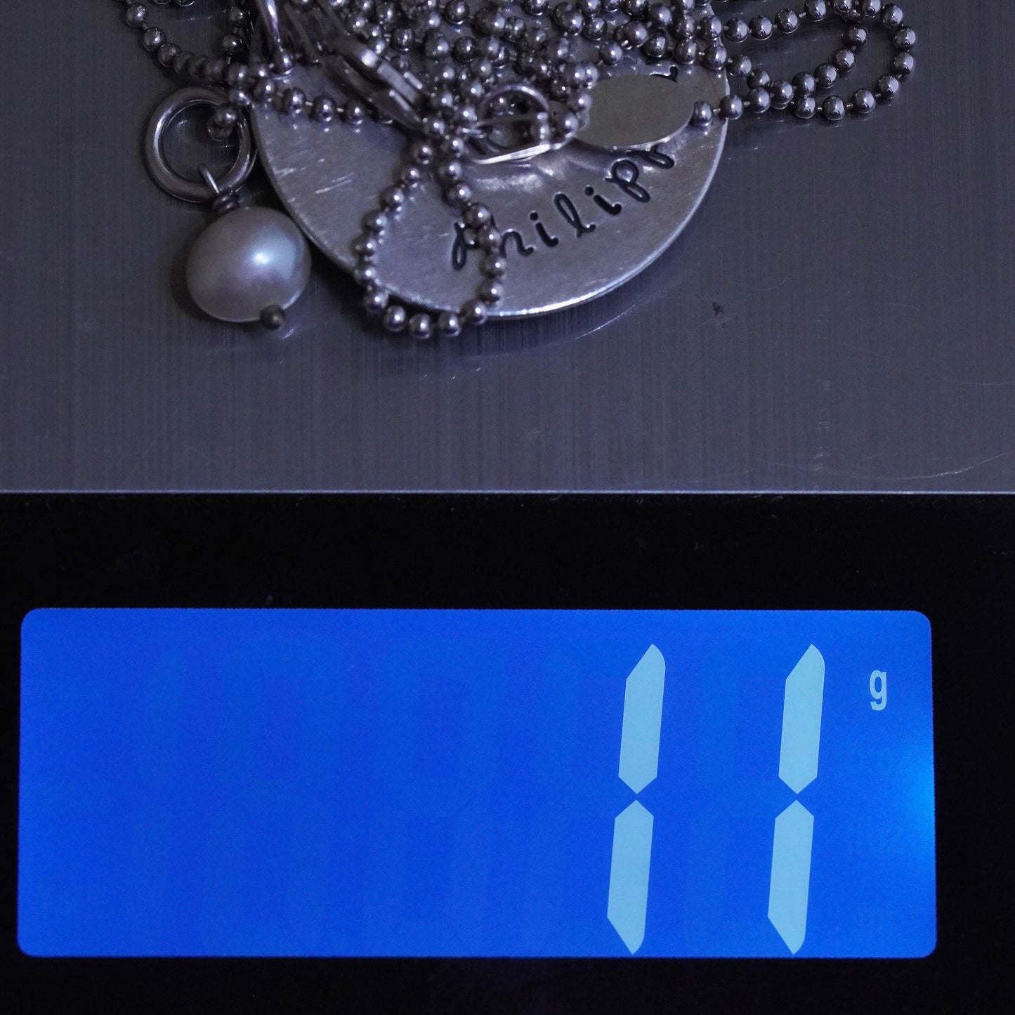18”, sterling 925 silver bead necklace heart anchor tag “Philippians 4:13”