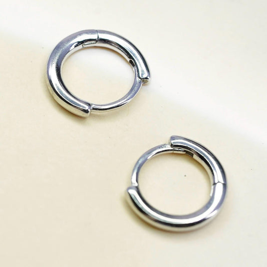 12mm, Vintage SRS sterling silver loop earrings, fashion, fine 925 silver hoops