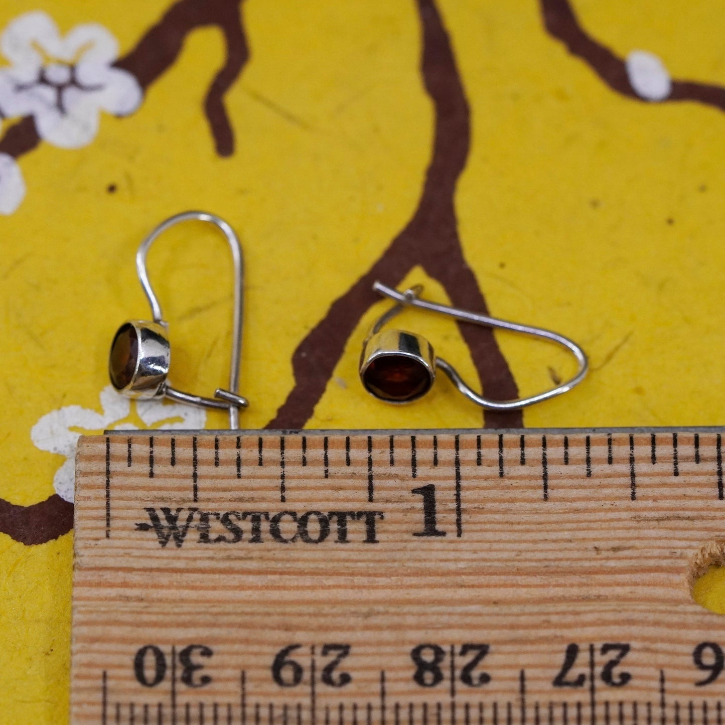 Vintage Sterling 925 silver handmade earrings with ruby