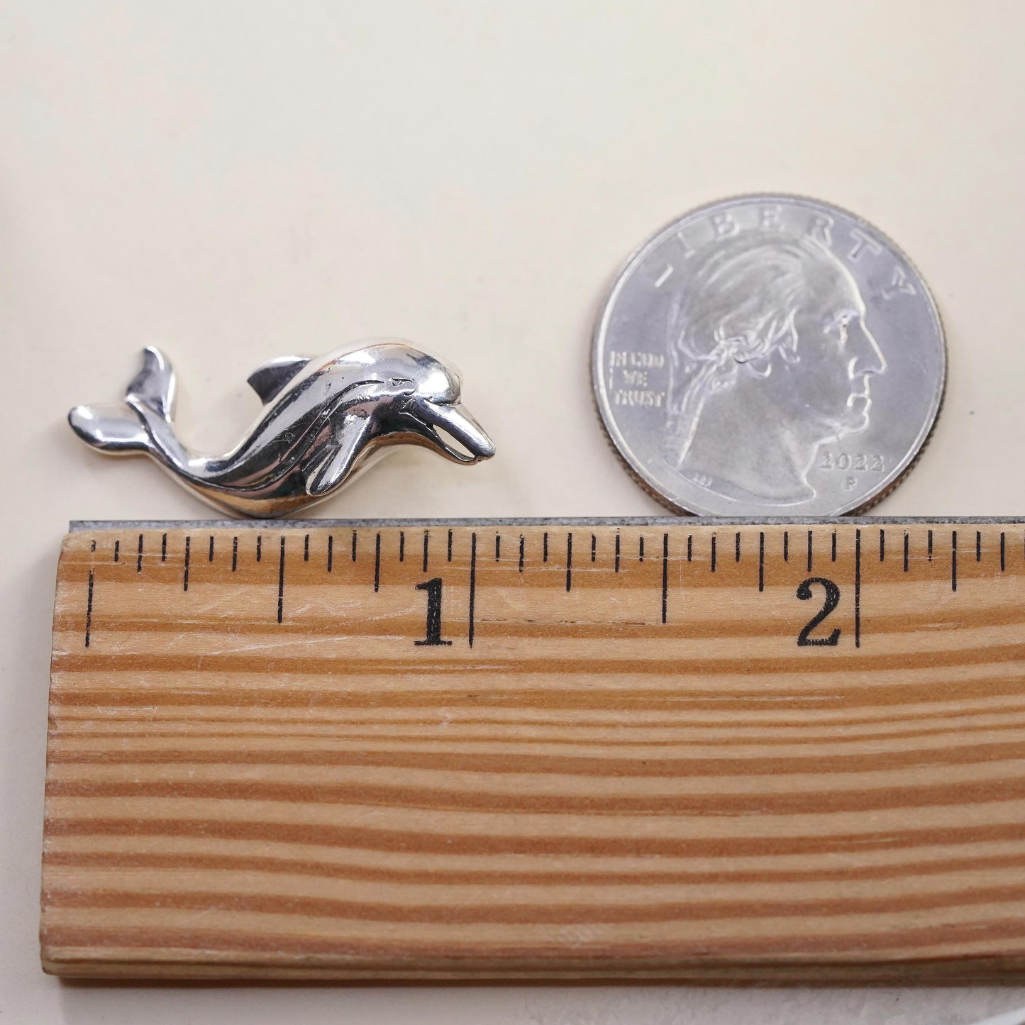 Vintage sterling silver dolphin pendant, 925 charm