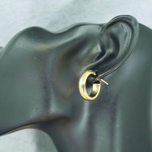 0.75”, Dyadema vermeil gold over Sterling silver earrings, 925 huggie hoops