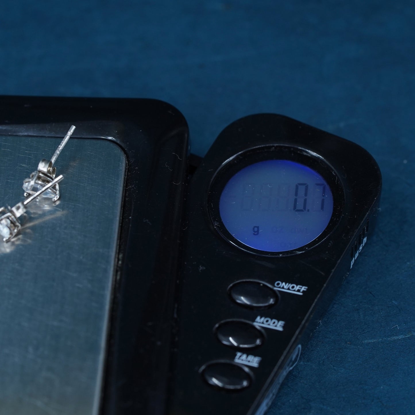 Vintage sterling silver handmade earrings, 925 teardrop studs with CZ