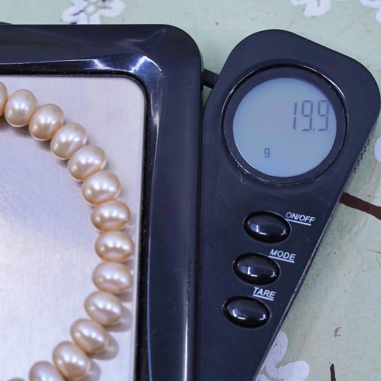 6.5”, vintage sterling silver bracelet, 925 cuff wrap bangle with 8mm pearl