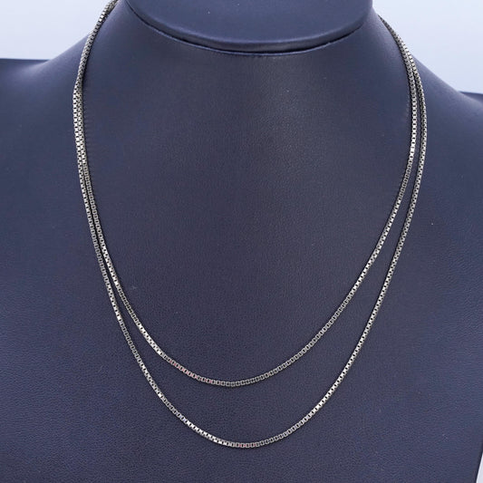 30" 1.6mm, vintage Italian gold plated Sterling 925 silver box chain necklace
