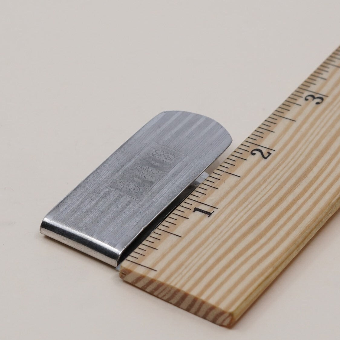 Vintage sterling silver handmade money clip, solid 925 silver money clip with monogram “JAB” engraved, stamped sterling