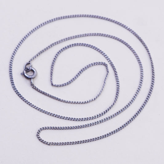 18”, 1mm, italy sterling silver handmade necklace, 925 curb chain, stamped Sterling