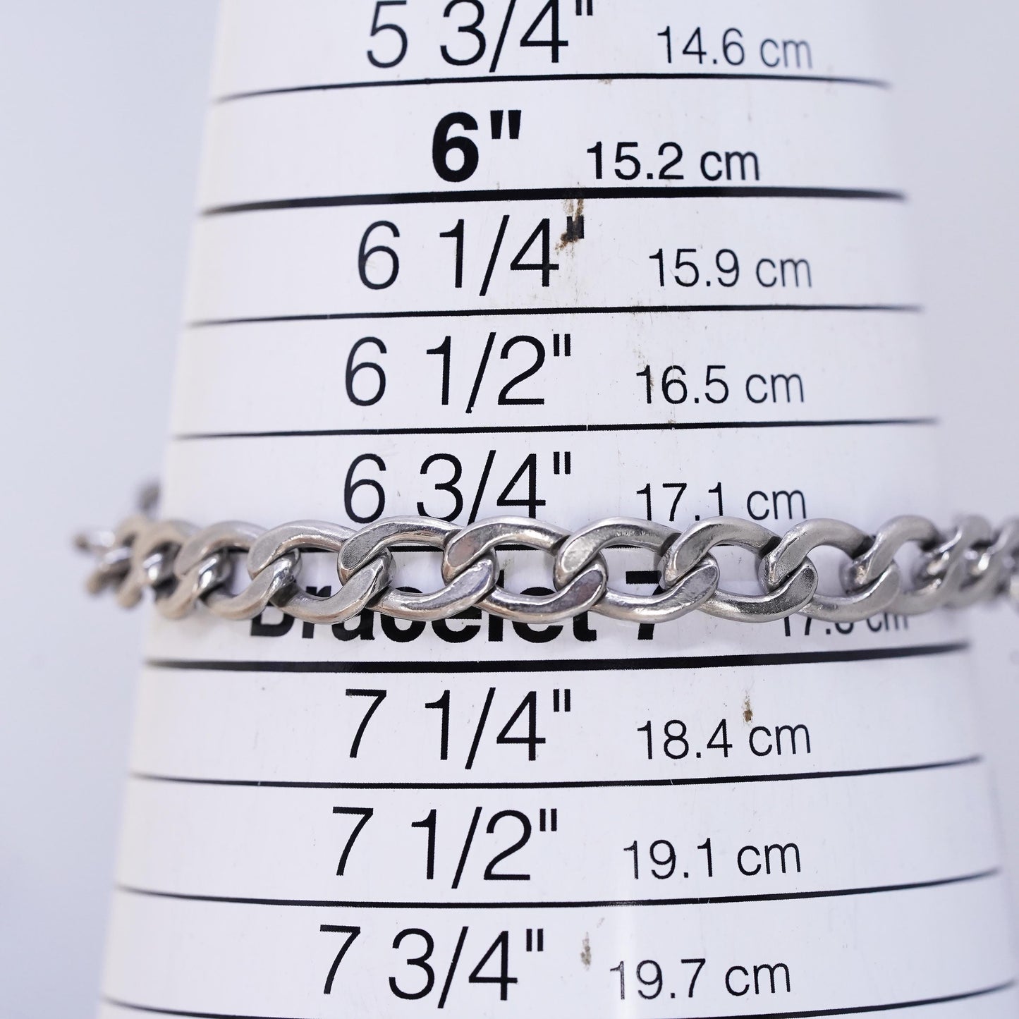 7”, Vintage Winaro sterling 925 silver bold solid curb bracelet secure chain