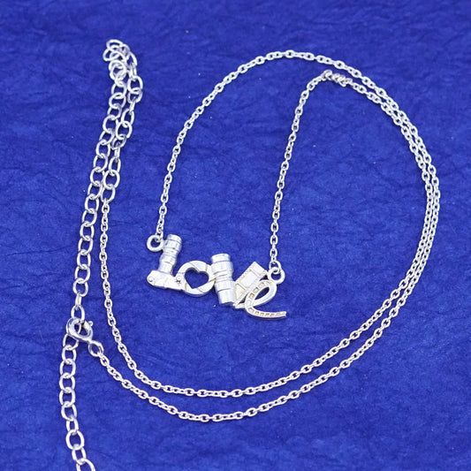 16+6”, Sterling silver handmade necklace, 925 circle chain with love pendant