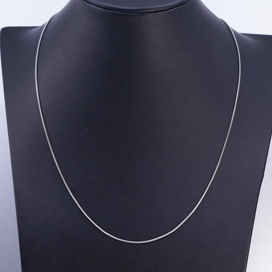 16+3" 1mm, vintage Sterling 925 silver snake chain necklace