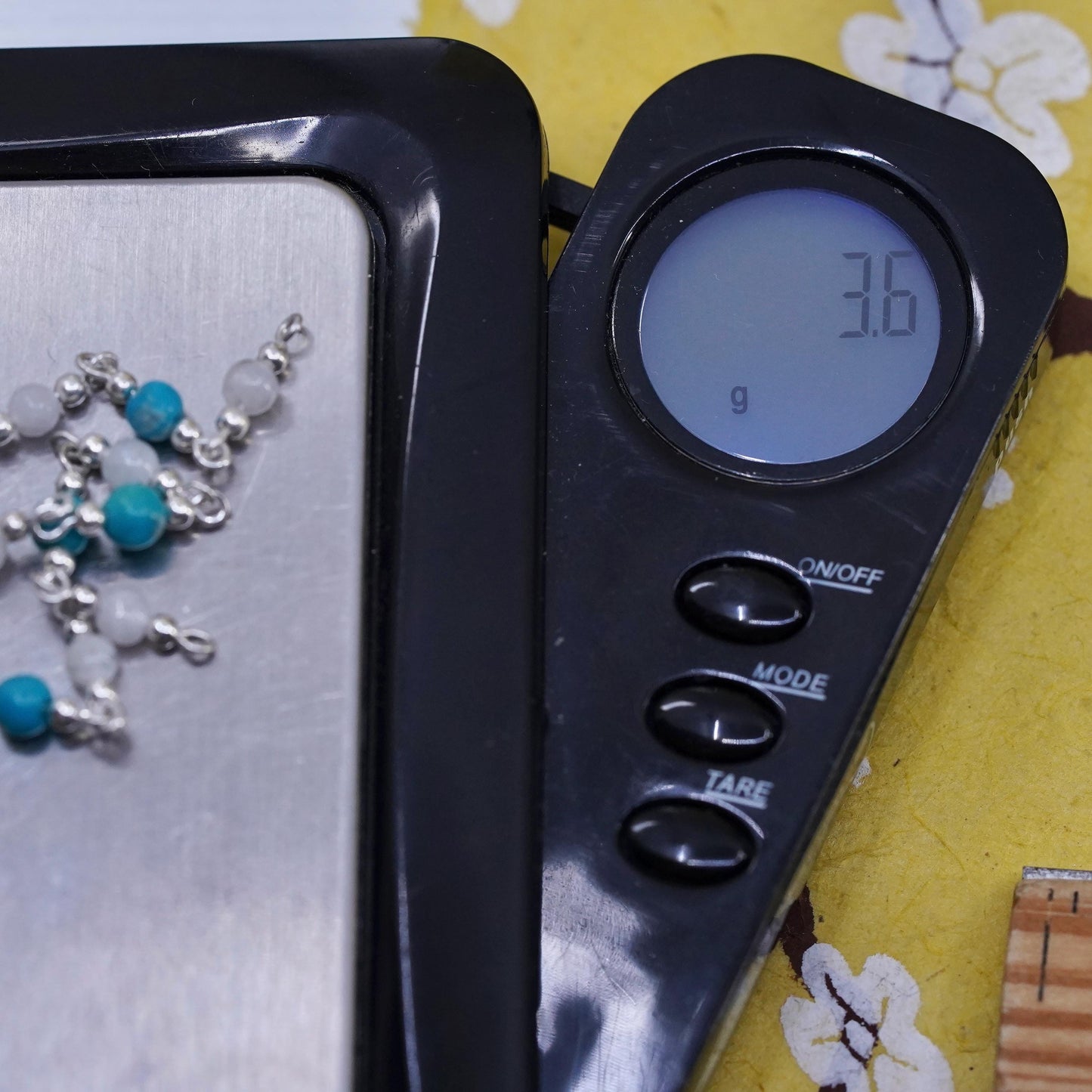 Vintage Sterling 925 silver handmade long earrings w/ turquoise moonstone bead