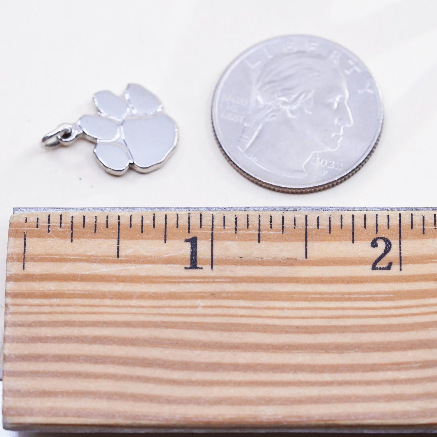Vintage handmade sterling silver paw print charm, 925 pendant