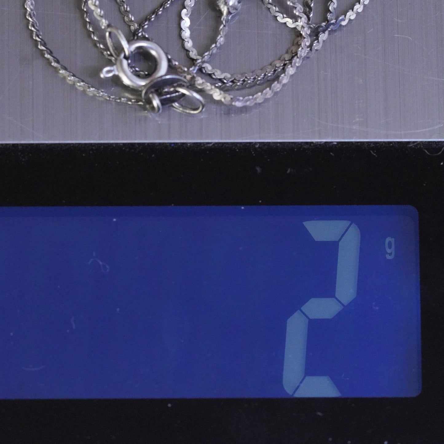 19”, 1mm, Vintage Italy sterling silver 925 s link chain with bead, necklace