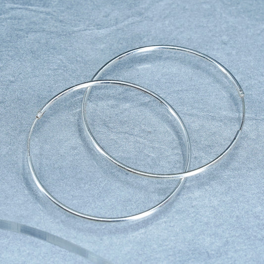 1.5”, vintage Italy Sterling silver handmade earrings, bold 925 hoops