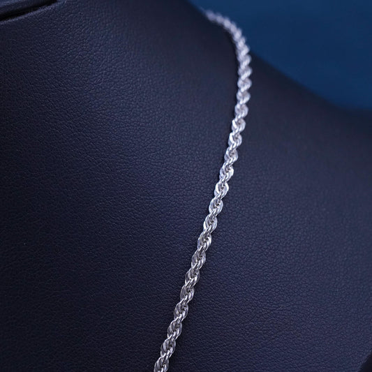 18” 3mm, vintage Sterling silver handmade necklace, 925 diamond rope chain