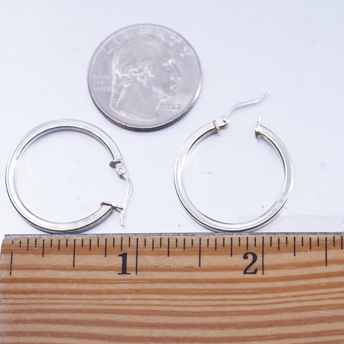 1" Vintage sterling silver 925 ribbed Huggie earrings Hoops