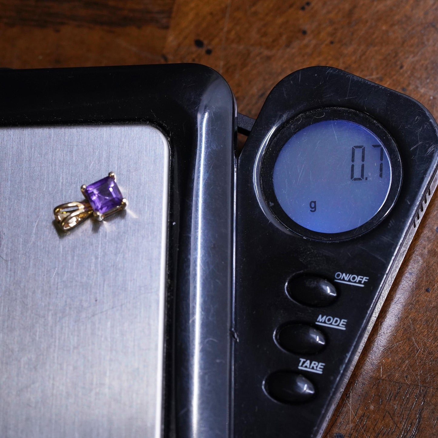Vintage vermeil gold over sterling 925 silver pendant with amethyst