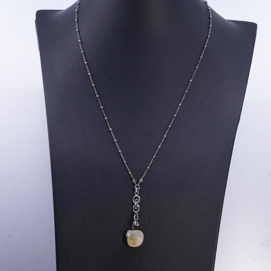 18+1", Athena Designs Sterling 925 silver necklace ritualized quartz pendant