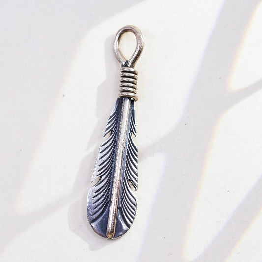 southwestern two tone Sterling silver pendant Native American 925 feather charm