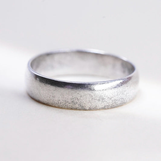 Size 5, Vintage Mexican sterling silver handmade ring, 925 band, wedding band