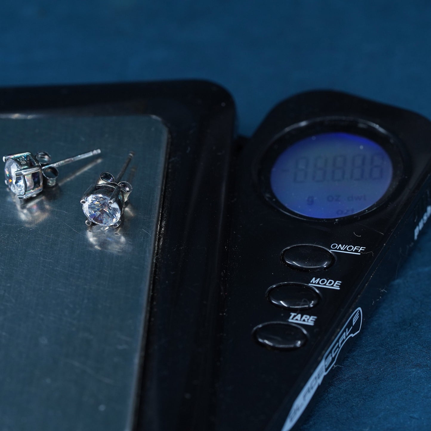 5mm, Vintage sterling silver handmade earrings, 925 studs with CZ